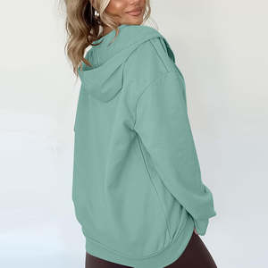 Sweat à capuche décontracté pour femme, hiver, fermeture éclair, mélange polyester/coton, molleton, coupe classique, couleurs personnalisées, logo imprimé sur le devant, confortable - Product Image 5