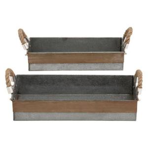 Bandeja de servicio de metal galvanizado hecha a mano, Juego de 2 artículos para el hogar planos de primera calidad para hoteles, nuevo diseño - Product Image 5
