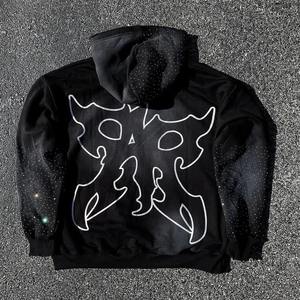 Sweat à capuche pour homme en coton épais Logo personnalisé Patchwork Distressed Embroidery Streetwear Style Sweatshirt Digital - Product Image 2