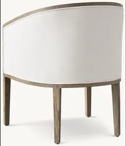 P0080 pháp phong cách thiết kế cà phê ghế linen vải ghế nhà bếp gỗ rắn ghế bành cho nhà hàng ăn uống