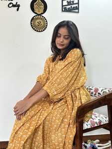 Vestido Maxi de Algodón Estampado Floral de Verano, Informal, Bohemio, Lavable, Tejido a Mano con Bloques, para Mujer - Product Image 4