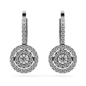 Pendientes de Diamantes con Doble Halo y Clip, 1.00 Ct, Diamantes Cultivados en Laboratorio, en Platino, Lujosos para Boda - Product Image 3