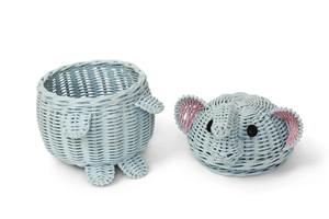 ตะกร้าหวายใส่ของรูปช้างทำมือสีฟ้าพร้อมฝาปิดสำหรับกลางแจ้งห้องนั่งเล่นโรงแรม - Product Image 6