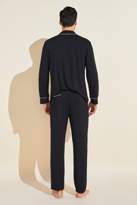 Fabricant de vêtements de nuit en modal personnalisés Ensembles 2 pièces pour hommes Ensemble super confortable à manches longues Vêtements de détente Ensemble de pyjamas en modal pour hommes - Product Image 6