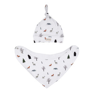 Baberos estampados ajustables suaves de algodón orgánico de gran calidad, conjunto de gorros para bebés, ropa para eructar, toallas para eructar, botón liso para niños y niñas - Product Image 1