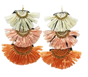 TRENDING Designer RAFFIA EMBROIDERY EARRING For Special Events Embroidery Colourful Trendy Wholesale For Girls & Women