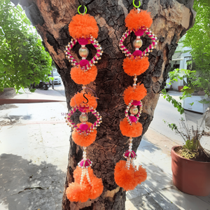 Handmade Orange Artificial Flower Work <b>Garlands</b> <b>Marigold</b> Hanging With Pearl Beautiful Gotta Patti Work Hangings for Wedding 's - Product Image 2