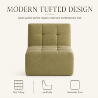 Fauteuil lounge moderne trois places en tissu doux capitonné, design minimaliste, fauteuil d'appoint confortable, modulaire en forme de L pour hôtel