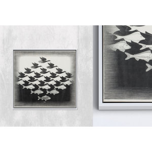 Impression sur toile Escher Sky and Water : Art mural noir et blanc, 1P Whiteframedcanvas - Product Image 1