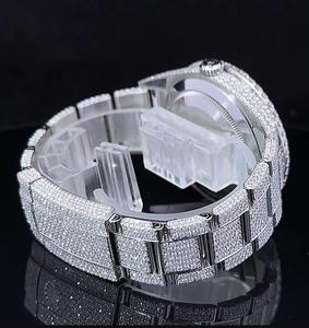 VVS1 montre mécanique automatique en diamant Moissanite pour adultes boîtier unique en acier inoxydable de 36mm cadran en verre fenêtre taille complète du buste - Product Image 5