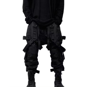 Pantalones Cyberpunk Ninja Techwear con Vendaje, Bolsillos con Cremallera, Pantalones Cargo Joggers para Hombre, Negros, Estilo Hiphop Urbano - Product Image 1