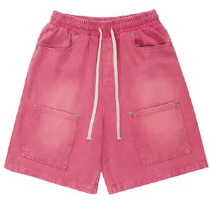 Logotipo bordado personalizado de alta calidad 100% algodón Casual hombres deportes corto Vintage francés Terry algodón lavado ácido pantalones cortos Unisex - Product Image 3