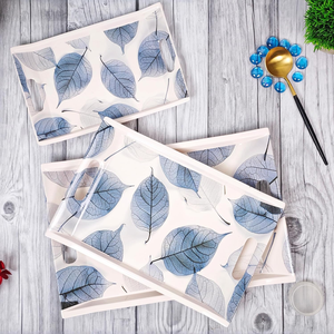 Bandeja de vajilla para servir comida, pegatina de madera, bandeja de mesa impresa, plato de Color personalizado al por mayor, bandeja Rectangular de madera - Product Image 3