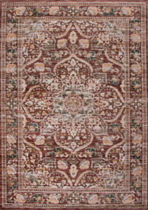 Tapis Loraven moderne tissé à la machine, motif géométrique vintage, surface au toucher coton, mélange polyester-PP à poils ras - Product Image 4