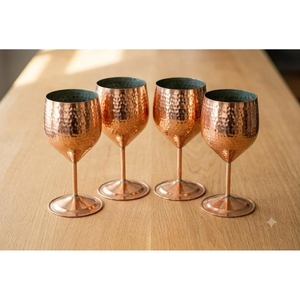 Verre à vin en cuivre gaufré à pied rond en métal pour bar, mariage, fête, cocktail, verre à vin rouge - Product Image 4