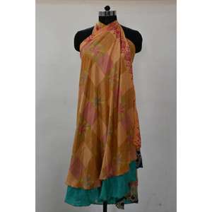 Indian Gypsy Reversible Wrap <b>Skirt</b> Vintage Floral Printed Silk Saree Fabric Perfect <b>Summer</b> Gift <b>for</b> Her with Natural Waistline - Product Image 4