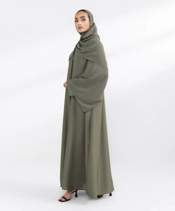 Luxury Islamic Women <b>Abaya</b> Dress Cotton Polyester Floor Length High Neck Four-Way Stretch Modest Wear for Daily and <b>Prayer</b> Use - Product Image 2