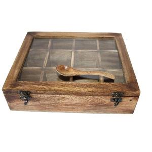 Boîte à épices en bois de couleur marron élégante, boîte à épices en bois avec Logo personnalisé, boîte à sel en métal, outils de cuisine en bois - Product Image 3