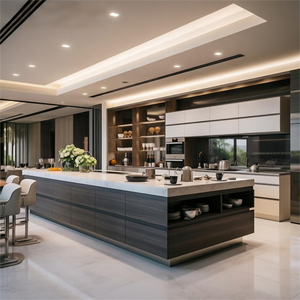 Set Moderno Nero Compatto per Appartamenti: <span class=keywords><strong>Suite</strong></span> di Mobili da Cucina Salvaspazio con Bar per Colazione - Product Image 3