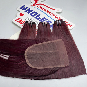 VENTA FLASH 20% listo para enviar disponible en stock ahora color vino tinto de alta calidad hueso recto y cierre 4x4 parte media - Product Image 5