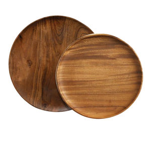 Assiette de service classique en bois de noyer noir naturel, faite à la main, ronde, en bois massif, pour la cuisine, la table, en solde - Product Image 4