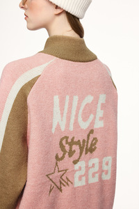 Streetlab Color <b>Block</b> Mock Neck Zip Up Cardigan Sweater Women Autumn Winter Knit Patchwork Embroidery High Street Style - Product Image 6