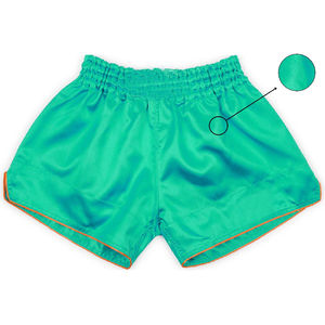 กางเกงมวยไทยแบบใหม่ล่าสุด ดีไซน์เองได้ ใส่ได้ทั้งชายและหญิง ระบายอากาศได้ดี สวมใส่สบาย น้ำหนัก 120 กรัม โลโก้ด้านหน้า บริการ OEM ราคาถูก - Product Image 5