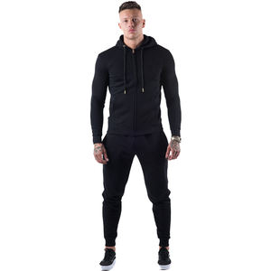 Ensemble de survêtement d'hiver personnalisé pour homme 100% coton délavé à l'acide, comprenant un sweat à capuche zippé et un pantalon de jogging évasé avec impression en relief - Product Image 4
