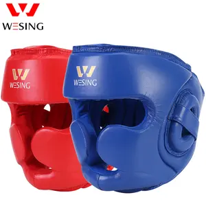 Wesing boks baş koruması tam yüz deri Kick boks baş koruması