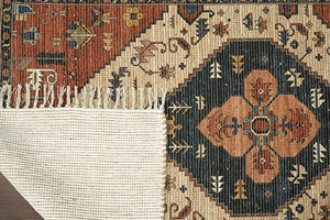Tapis Boho en laine tissé à la main à motif géométrique complexe moderne, élégance terreuse avec peluche, hauteur lavable pour un usage domestique - Product Image 2