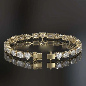 สร้อยข้อมือเทนนิสประดับเพชรสำหรับผู้หญิงและผู้ชายสร้อยข้อมือเทนนิสประดับเพชรแบบตัดผสมสร้อยข้อมือเพชรสีทองในห้องปฏิบัติการ - Product Image 6