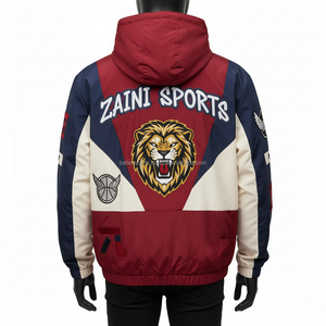 Chaqueta cortavientos de poliéster Premium 230GSM, diseño de panel tricolor, logotipo bordado personalizado, ropa deportiva, chaqueta cortavientos para hombre - Product Image 2