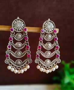 New Arrivals Monalisa Stone <b>Drop</b> <b>Earring</b> Silver Color With <b>Drop</b> <b>Pearl</b> <b>Earrings</b> Light Weight Indian Jewellery Wholesale Accessory - Product Image 2