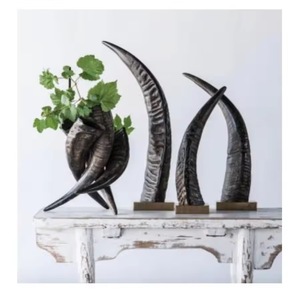 Ensemble de vaisselle décorative en corne longue naturelle Style d'amour animal écologique pour intérieurs de maison de luxe - Product Image 1