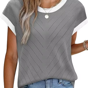 Blusas de Verano para Mujer, Camisetas de Manga Corta Dolman, Moda 2025, Cuello Redondo, Ropa - Product Image 1