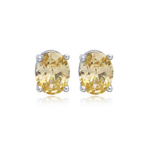 Citrine CZ Stone 5x7mm Baguette Rectángulo Stud Pendientes Turco Hecho a mano Venta al por mayor 925 Joyería de plata esterlina - Product Image 1