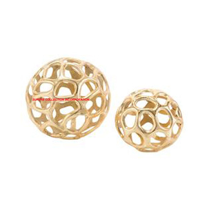 Sphère fantaisie moderne Sculpture de table en aluminium plaqué or OEM Vente d'usine Lot de 2 sur Offre Spéciale ronde - Product Image 1