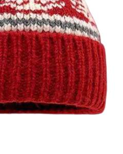 Gorro de Punto Personalizado para Invierno, Color Rojo con Diseño Nórdico, Pompón, Puño Acanalado, Mezcla de Lana Acrílica Cálida, Venta al por Mayor, Personalización OEM - Product Image 6