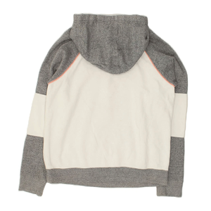 Women's Breathable Cotton Fleece <b>Pullover</b> Hoodie Grey Colourblock <b>Jumper</b> Top for Winter Front Logo Design - Product Image 2