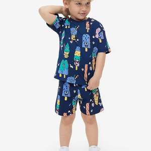 Custom High Quality <b>Men's</b> Summer 2-Piece Sweatsuit Plain T-<b>Shirt</b> Set Solid Pattern Screen Print Button Eco-Friendly - Product Image 1