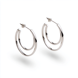 Pendiente de aro grande triple doble multicapa chapado en oro y plata personalizado - Product Image 3