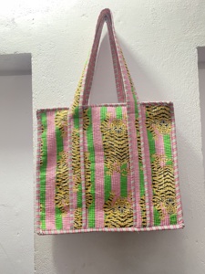 Handmade 100% Cotton Vintage Women's Floral Printed Tote Shoulder <b>Bag</b> Zipper Closure Customizable Spring Year-Round Use - Product Image 6