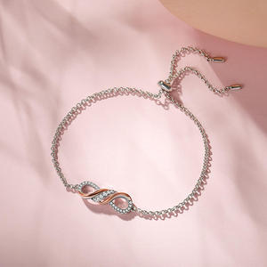 Jeulia Amore Two Tone <b>Infinity</b> Adjustable Fashion Tennis <b>Bracelet</b> - Product Image 3