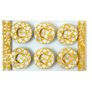 RF Crafts from India Plateau de service fait à la main avec sous-verres Ensemble de 6 pièces Plateau de base en acrylique en bois nacré - Product Image 6