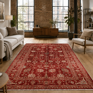 Alfombra lavable Netline Home Rich Border Deep Red Heritage - Product Image 1