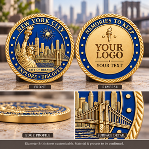 Moneda Conmemorativa Personalizada de Nueva York, Estatua de la Libertad, Puente de Brooklyn, Regalos Personalizados OEM ODM - Product Image 2