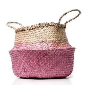 Hot deal seagrass straw <b>belly</b> <b>basket</b> for closet organizer and storage low price sea grass <b>baskets</b> - Product Image 3