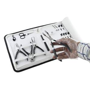 Customizable Salon hair extension Tools kit micro bond pliers long tape extension tool micro link hair plier curved <b>needle</b> clips - Product Image 4