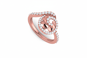 Elegante Anillo de Oro de 14K y Diamantes Naturales para Mujer con 44 Diamantes de 0.40Ctw Corte Brillante Redondo - Diseño Elegante con Baño de Rodio - Product Image 4