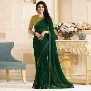 New Heavy SilkMUMBAI SATIN SILK SAREE WITH LACE WORK Formal Blouse for Indian - Product Image 2